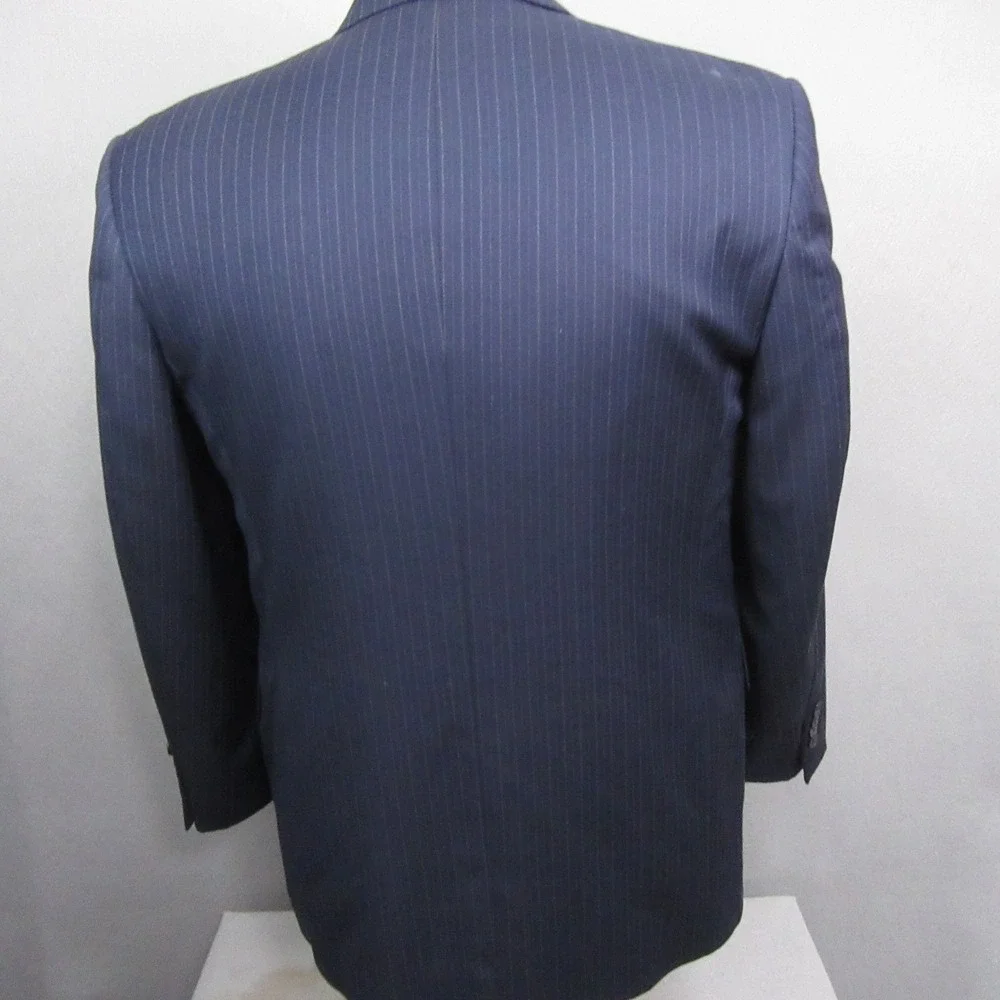 Hart Schaffner Marx Two Piece Suit 40S 32x28 Navy Blue Pinstripe 3 Button Wool